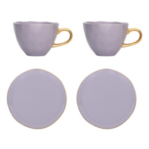 Good Morning Cup Cappuccino/Tea and Plate Lila, set of 4- ST - Lilac